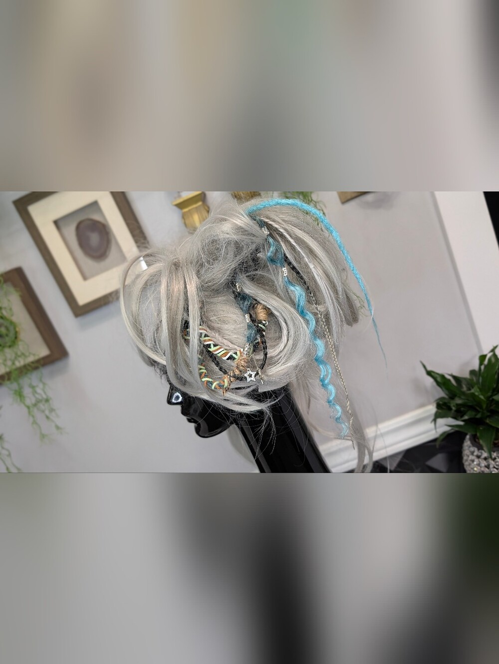 Aqua & Mint Dread Lock Hair Clip Extensions (1pc) #13